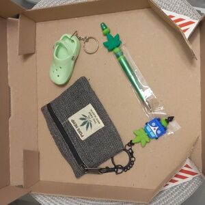Hemp Inspired Bundle change pouch, VW Bus Mary Jane leaf keychain and pen
